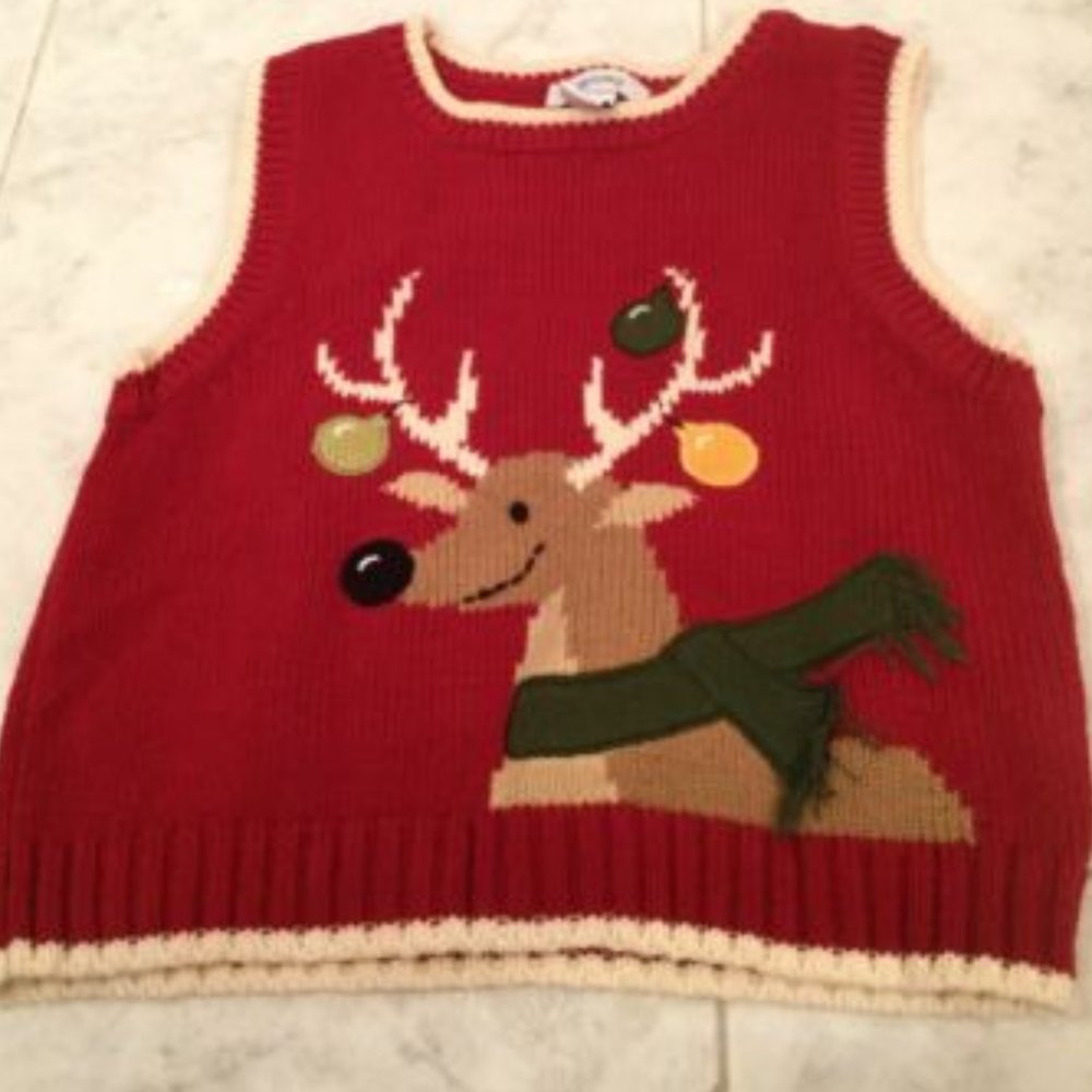 Greendog Christmas Reindeer Sweater Vest 18M
